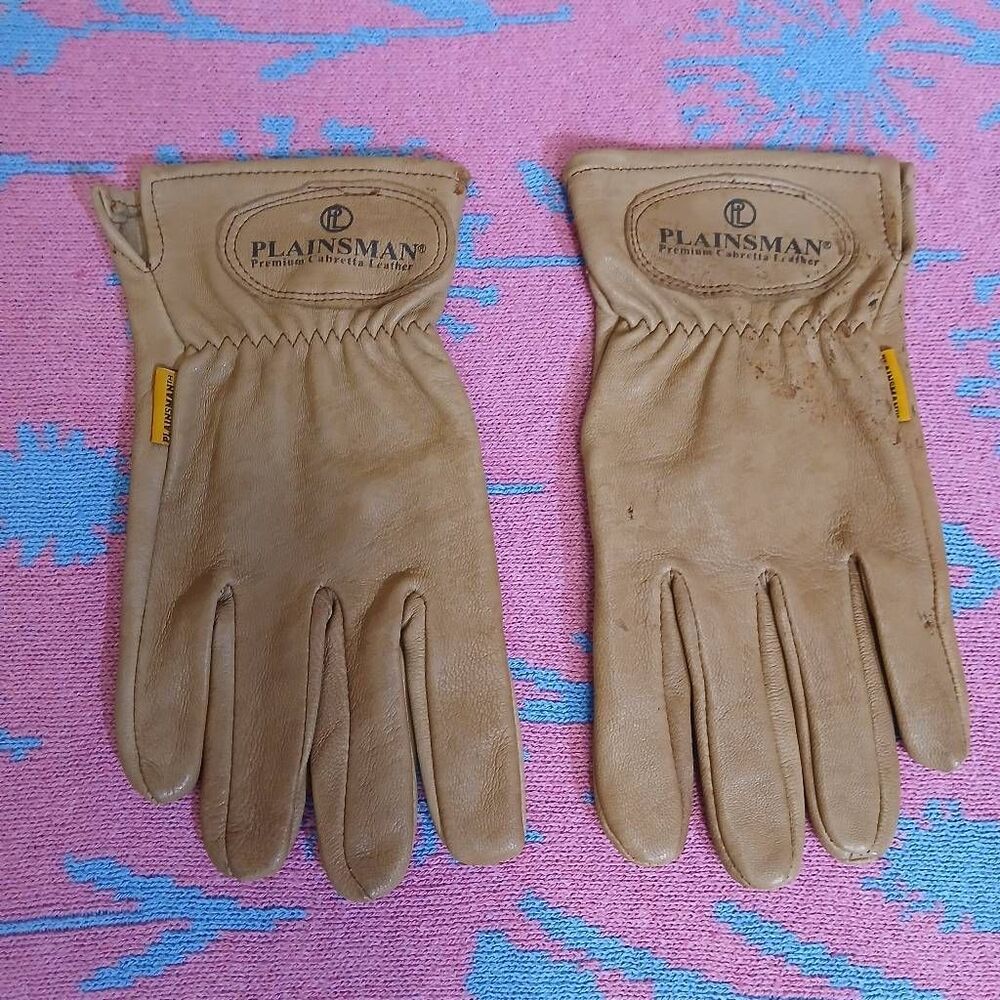 Plainsman mens xl vintage premium cabretta leather gloves Cognac camel brown